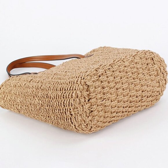 Versatile Straw Beach Shoulder Bag with Lining - 16.1' for All Occasions - Picture 6 of 7